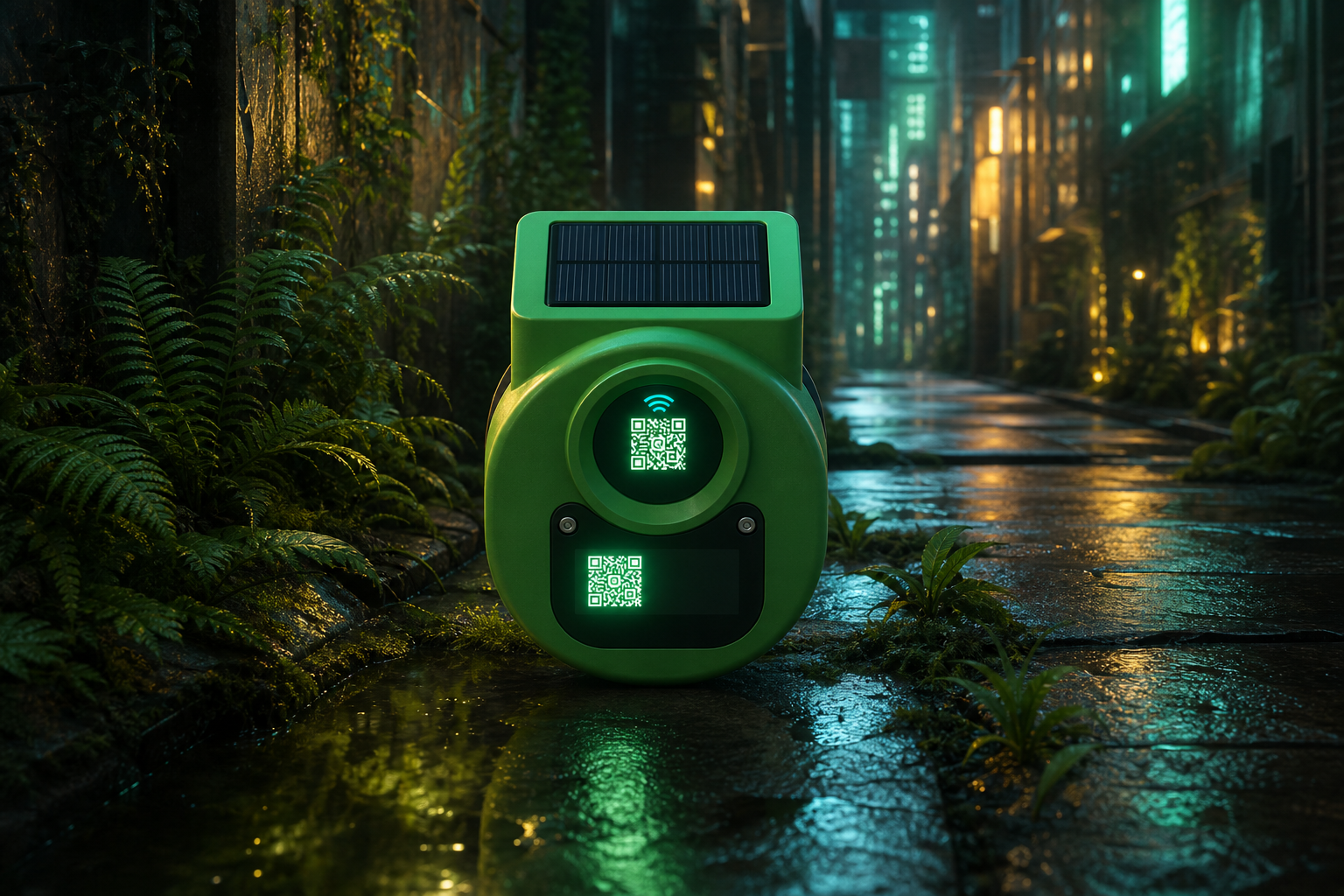 Green exterior unit in alley